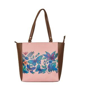 Printed Genuine Leather Shoulder Tote Bag for Ladies–Handbag Purse for Daily Use